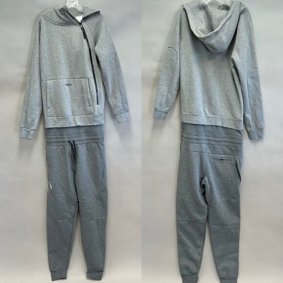 Tuxy Suit Men's Gray/Black Jumpsuit One Piece Hoodie Sweatsuit Size Large - Picture 2 of 16